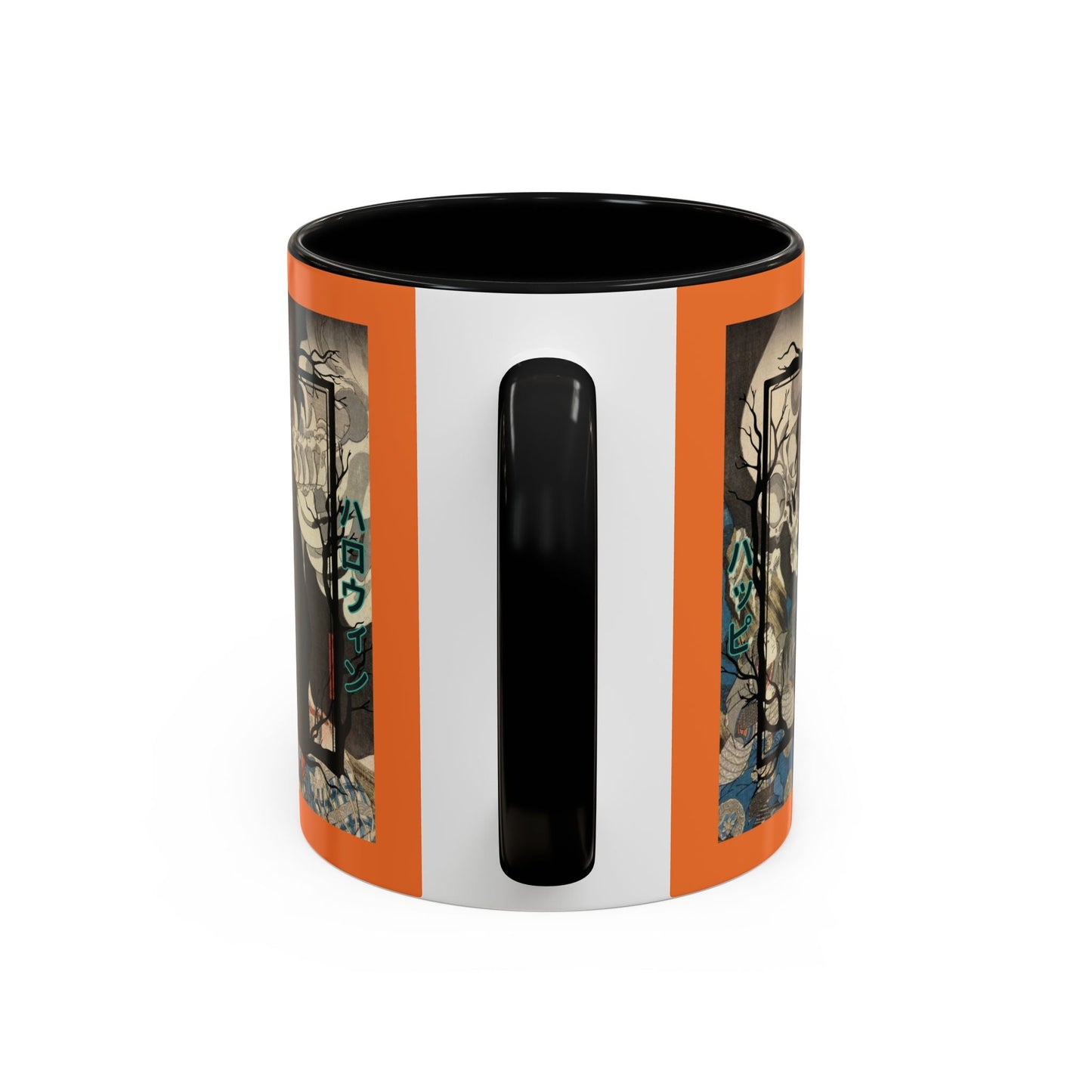 Yōkai Happy Halloween Orange Accent Mug by cypherpunkgear.com – cypherpunkgear.com | Cypherpunk Merch