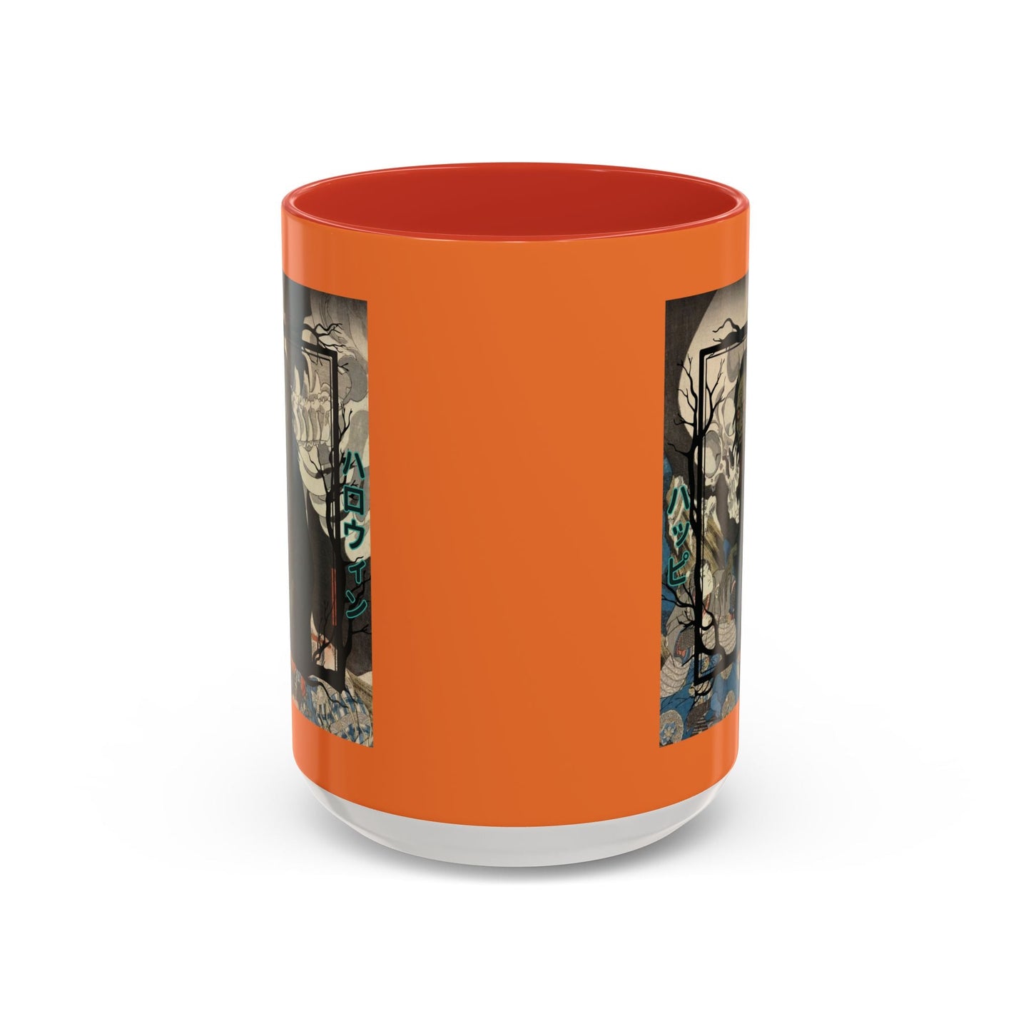 Yōkai Happy Halloween Orange Accent Mug by cypherpunkgear.com – cypherpunkgear.com | Cypherpunk Merch