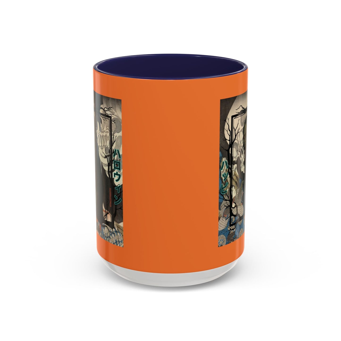 Yōkai Happy Halloween Orange Accent Mug by cypherpunkgear.com – cypherpunkgear.com | Cypherpunk Merch