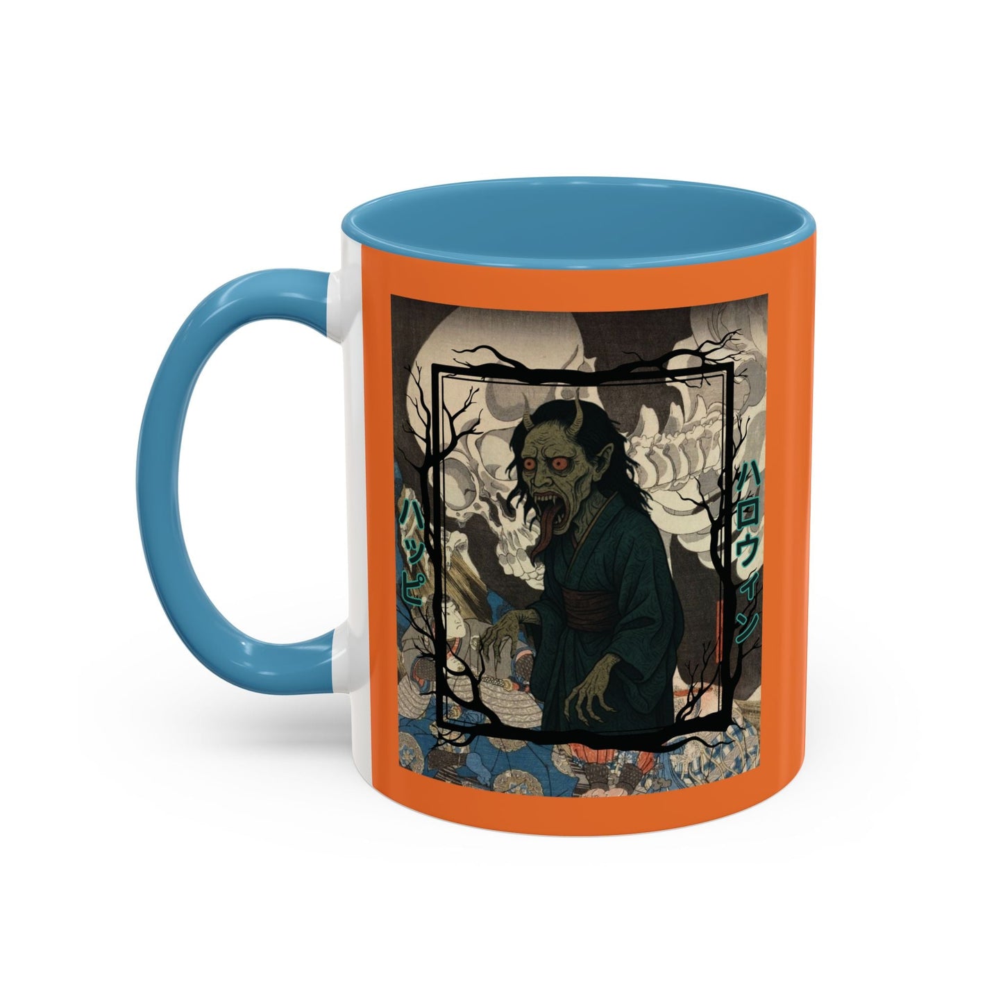 Yōkai Happy Halloween Orange Accent Mug by cypherpunkgear.com – cypherpunkgear.com | Cypherpunk Merch
