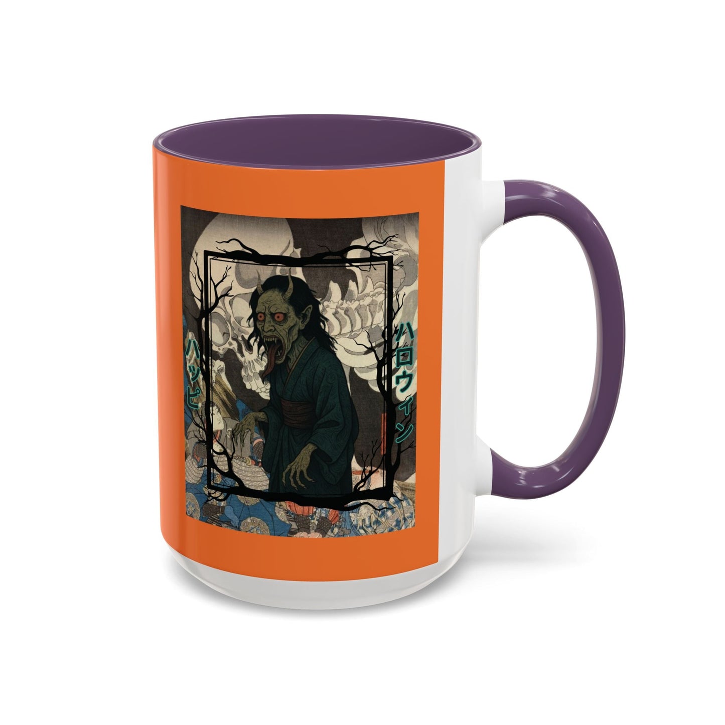 Yōkai Happy Halloween Orange Accent Mug by cypherpunkgear.com – cypherpunkgear.com | Cypherpunk Merch