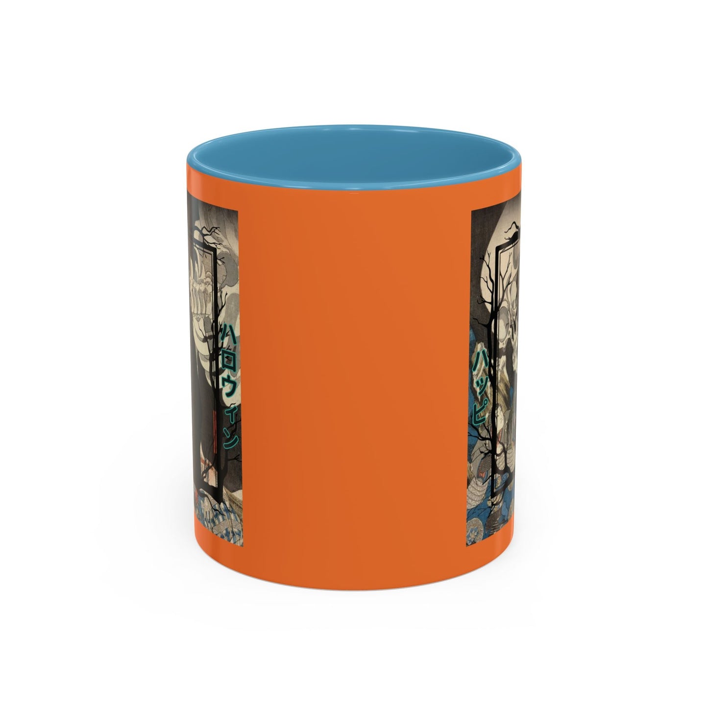 Yōkai Happy Halloween Orange Accent Mug by cypherpunkgear.com – cypherpunkgear.com | Cypherpunk Merch