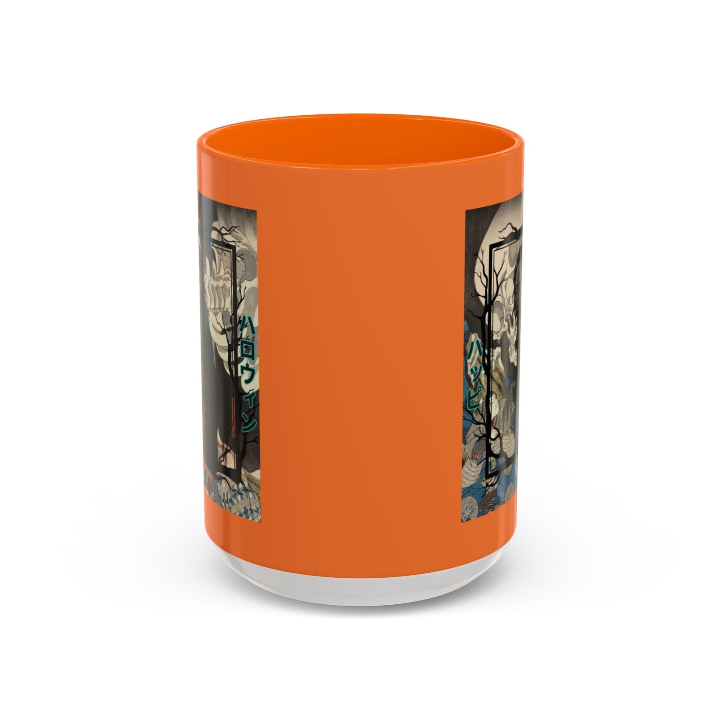 Yōkai Happy Halloween Orange Accent Mug by cypherpunkgear.com – cypherpunkgear.com | Cypherpunk Merch