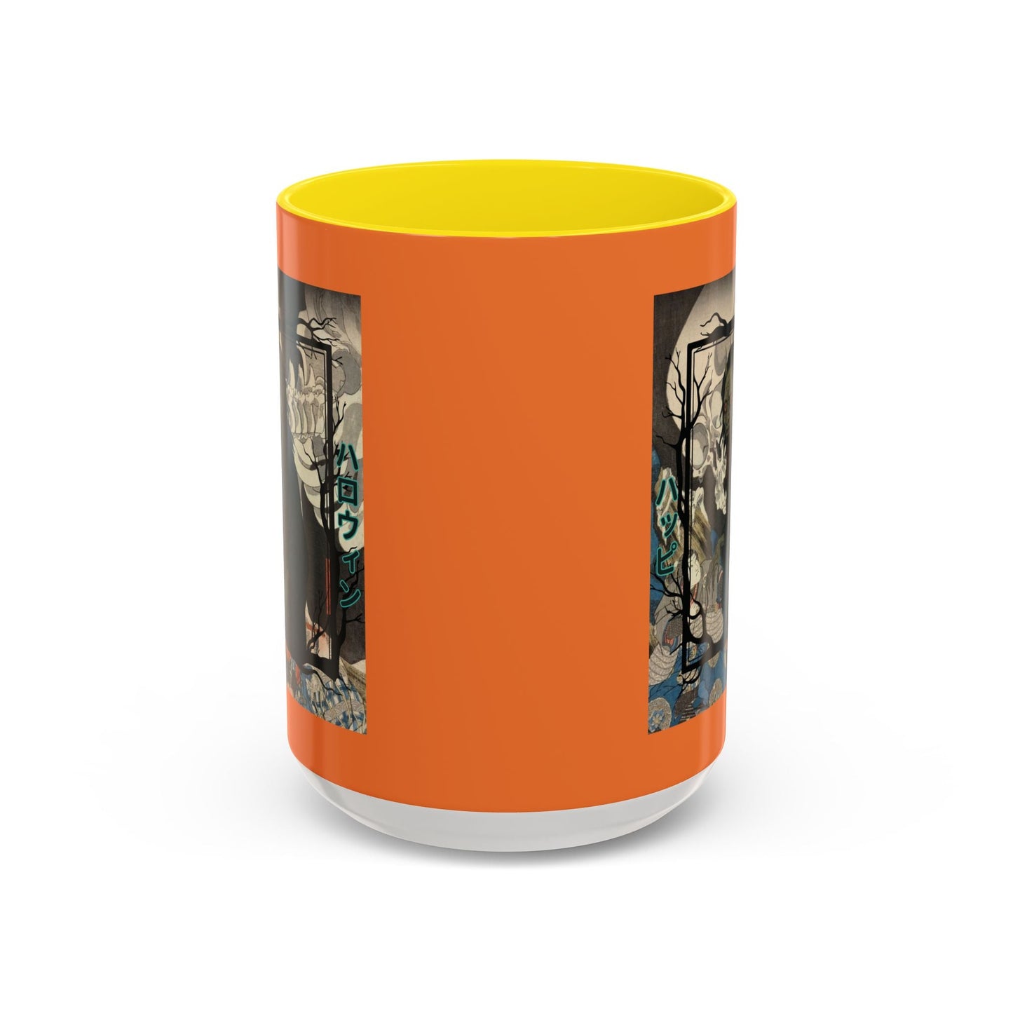Yōkai Happy Halloween Orange Accent Mug by cypherpunkgear.com – cypherpunkgear.com | Cypherpunk Merch