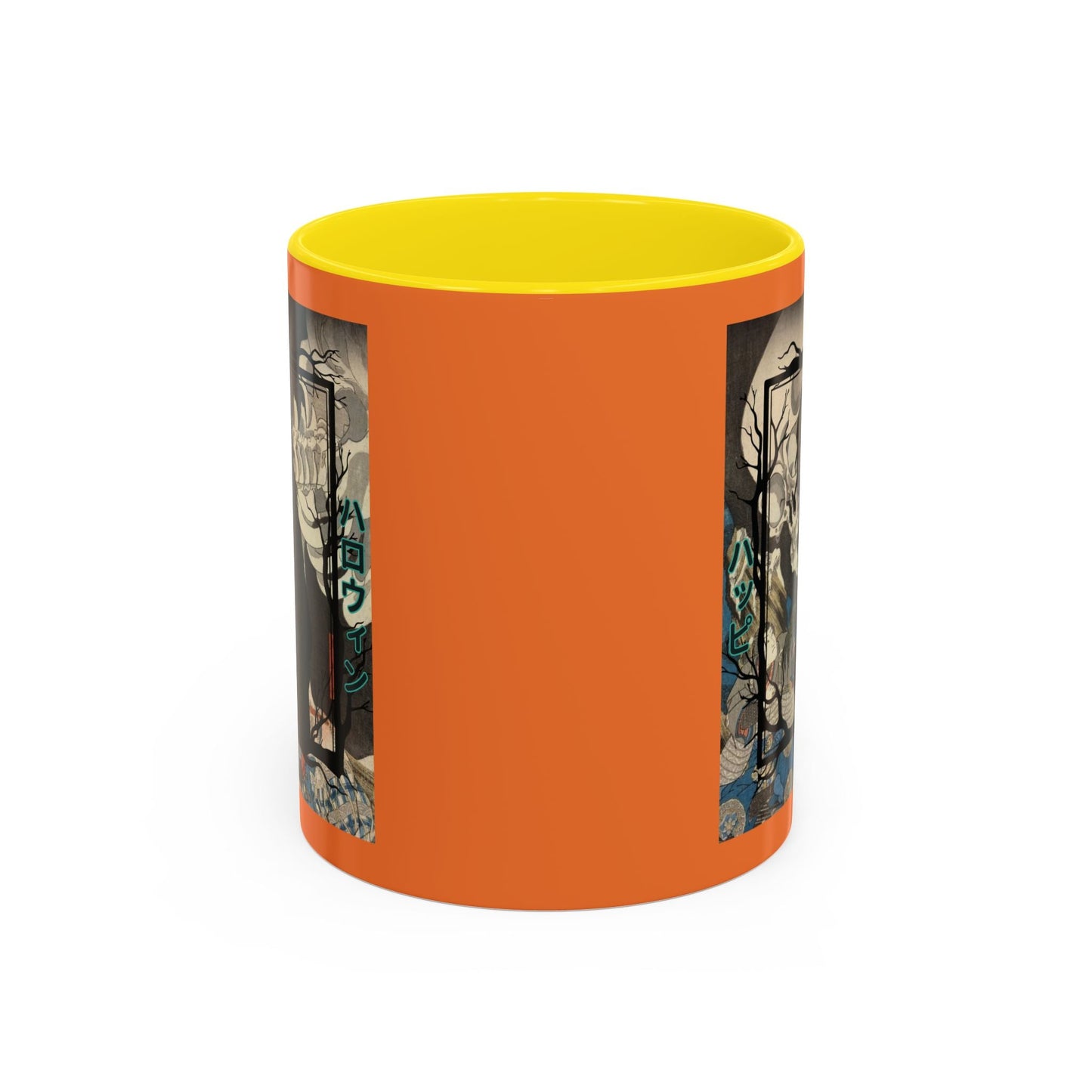 Yōkai Happy Halloween Orange Accent Mug by cypherpunkgear.com – cypherpunkgear.com | Cypherpunk Merch