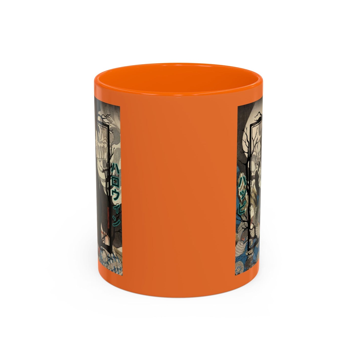 Yōkai Happy Halloween Orange Accent Mug by cypherpunkgear.com – cypherpunkgear.com | Cypherpunk Merch