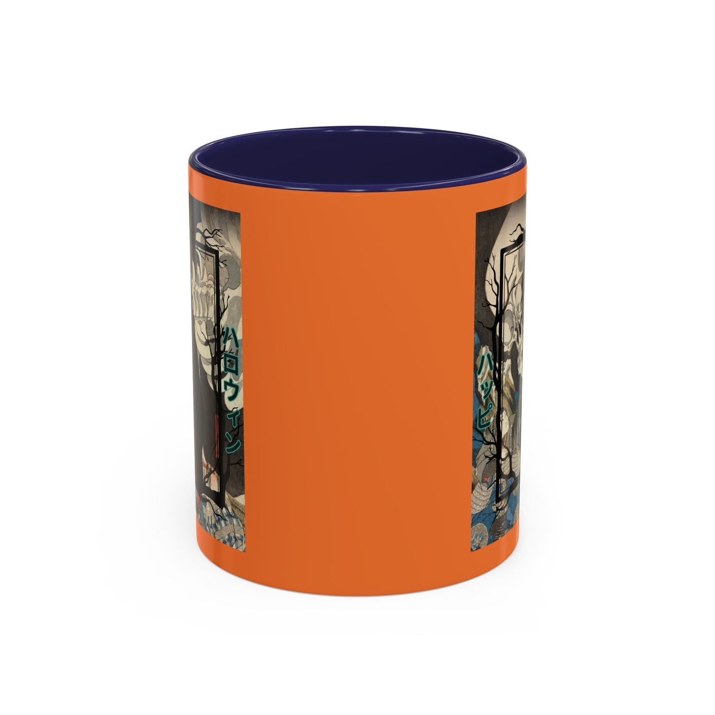 Yōkai Happy Halloween Orange Accent Mug by cypherpunkgear.com – cypherpunkgear.com | Cypherpunk Merch