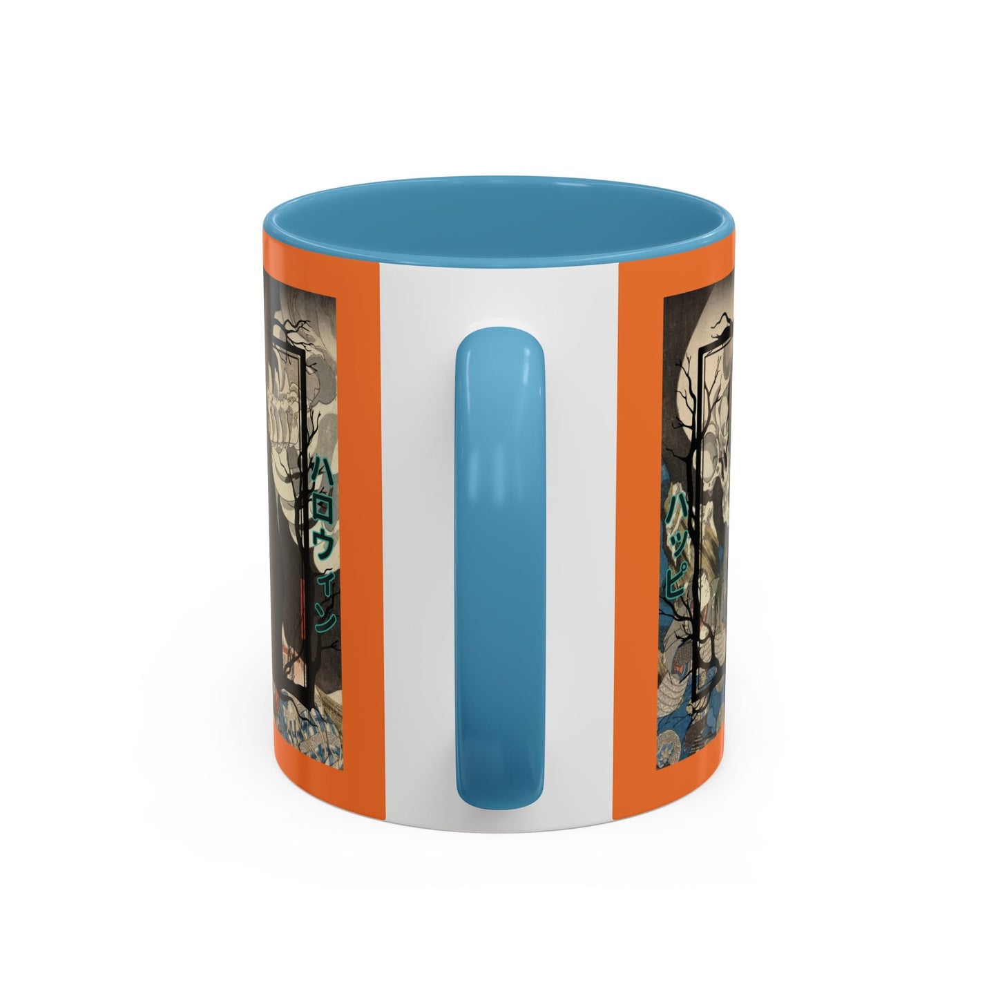 Yōkai Happy Halloween Orange Accent Mug by cypherpunkgear.com – cypherpunkgear.com | Cypherpunk Merch