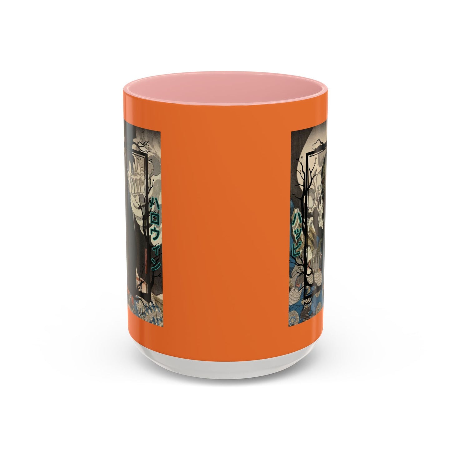 Yōkai Happy Halloween Orange Accent Mug by cypherpunkgear.com – cypherpunkgear.com | Cypherpunk Merch