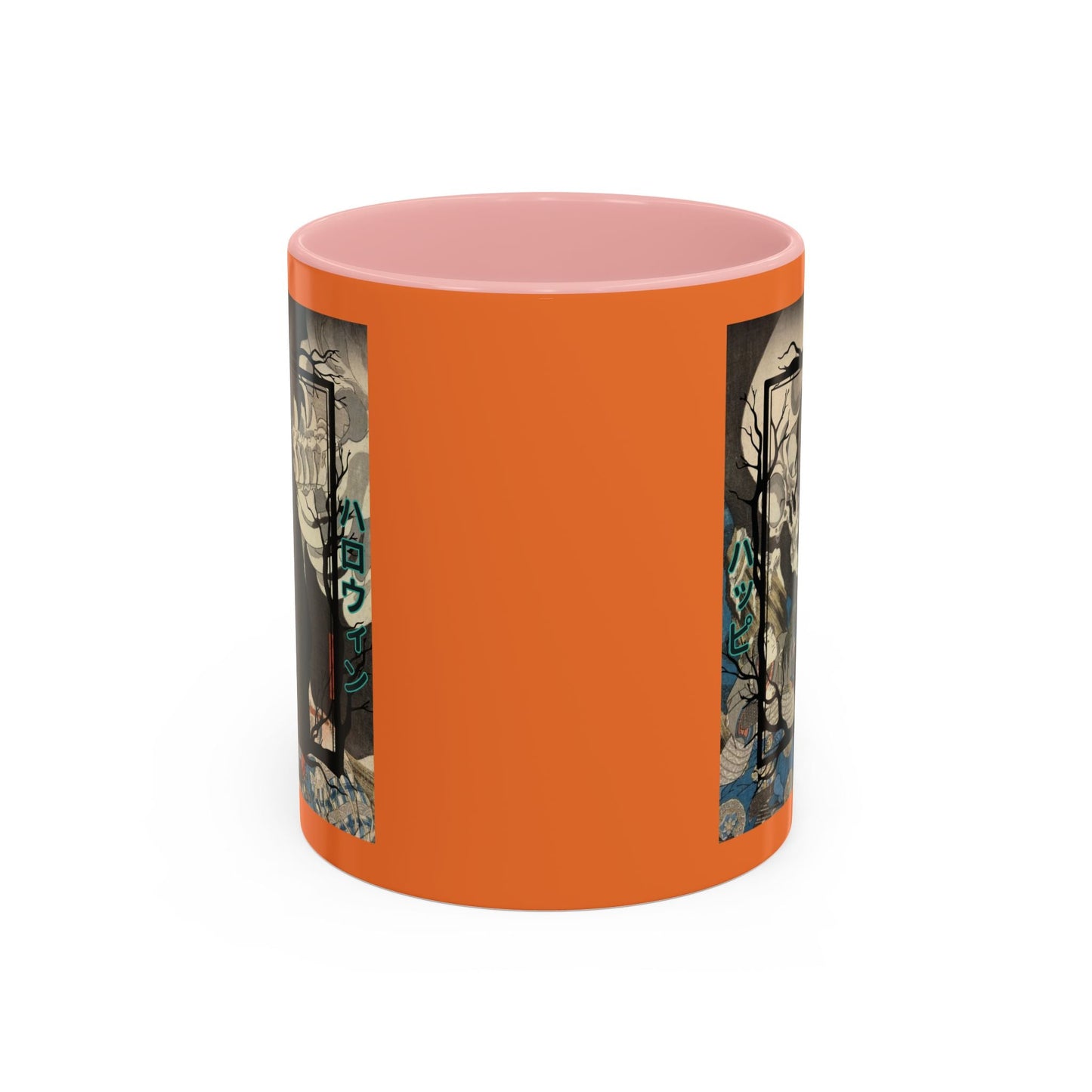 Yōkai Happy Halloween Orange Accent Mug by cypherpunkgear.com – cypherpunkgear.com | Cypherpunk Merch