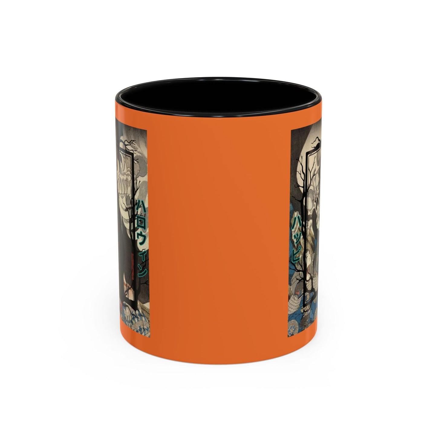 Yōkai Happy Halloween Orange Accent Mug by cypherpunkgear.com – cypherpunkgear.com | Cypherpunk Merch