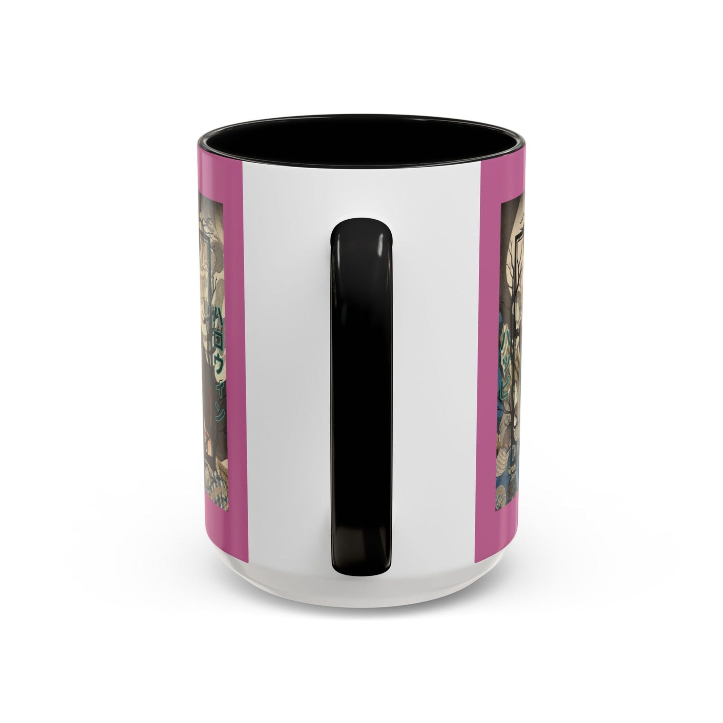 Yōkai Happy Halloween Pink Accent Mug by cypherpunkgear.com – cypherpunkgear.com | Cypherpunk Merch
