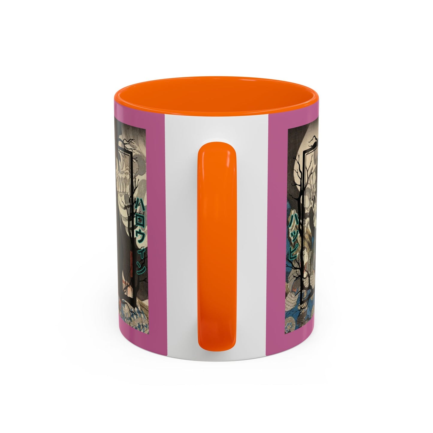 Yōkai Happy Halloween Pink Accent Mug by cypherpunkgear.com – cypherpunkgear.com | Cypherpunk Merch