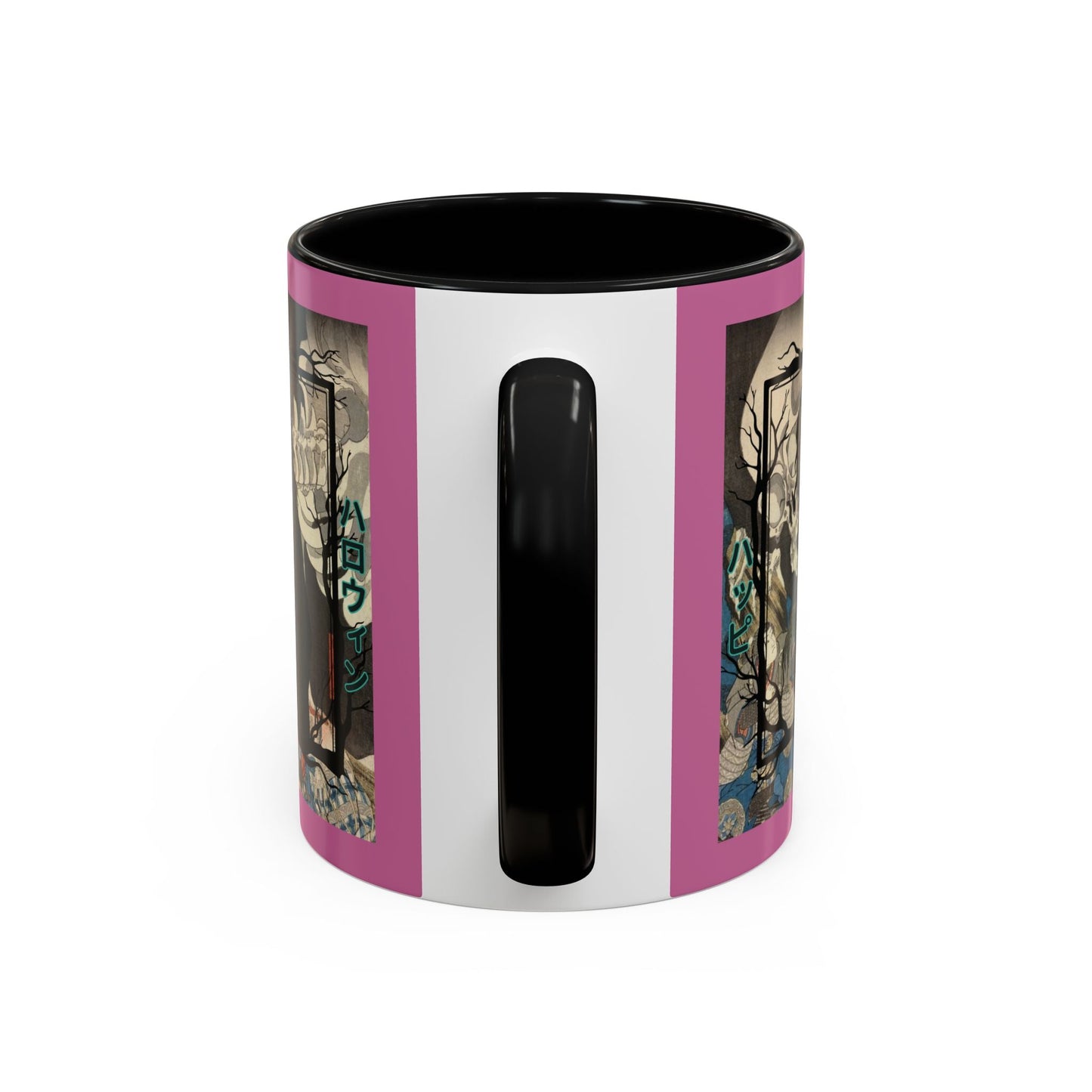 Yōkai Happy Halloween Pink Accent Mug by cypherpunkgear.com – cypherpunkgear.com | Cypherpunk Merch