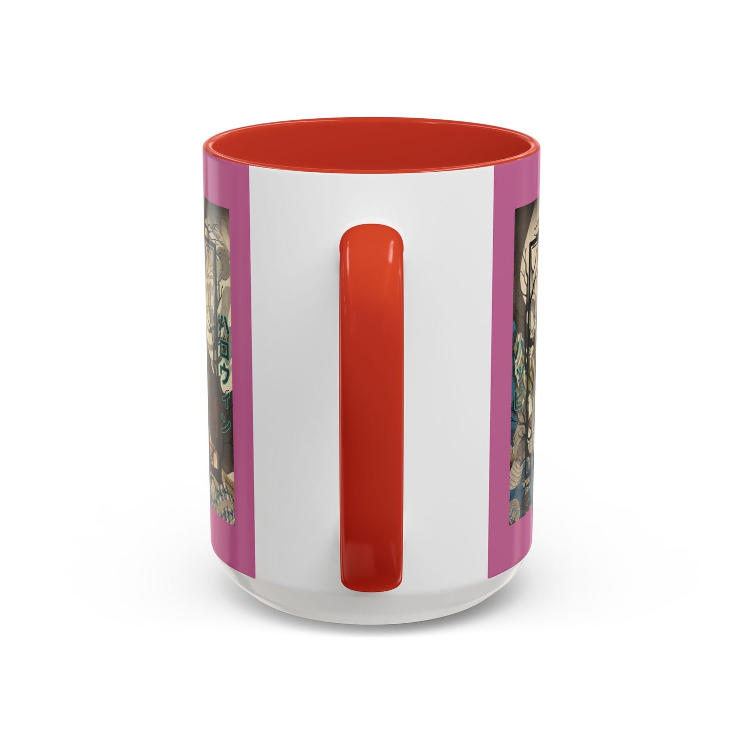Yōkai Happy Halloween Pink Accent Mug by cypherpunkgear.com – cypherpunkgear.com | Cypherpunk Merch