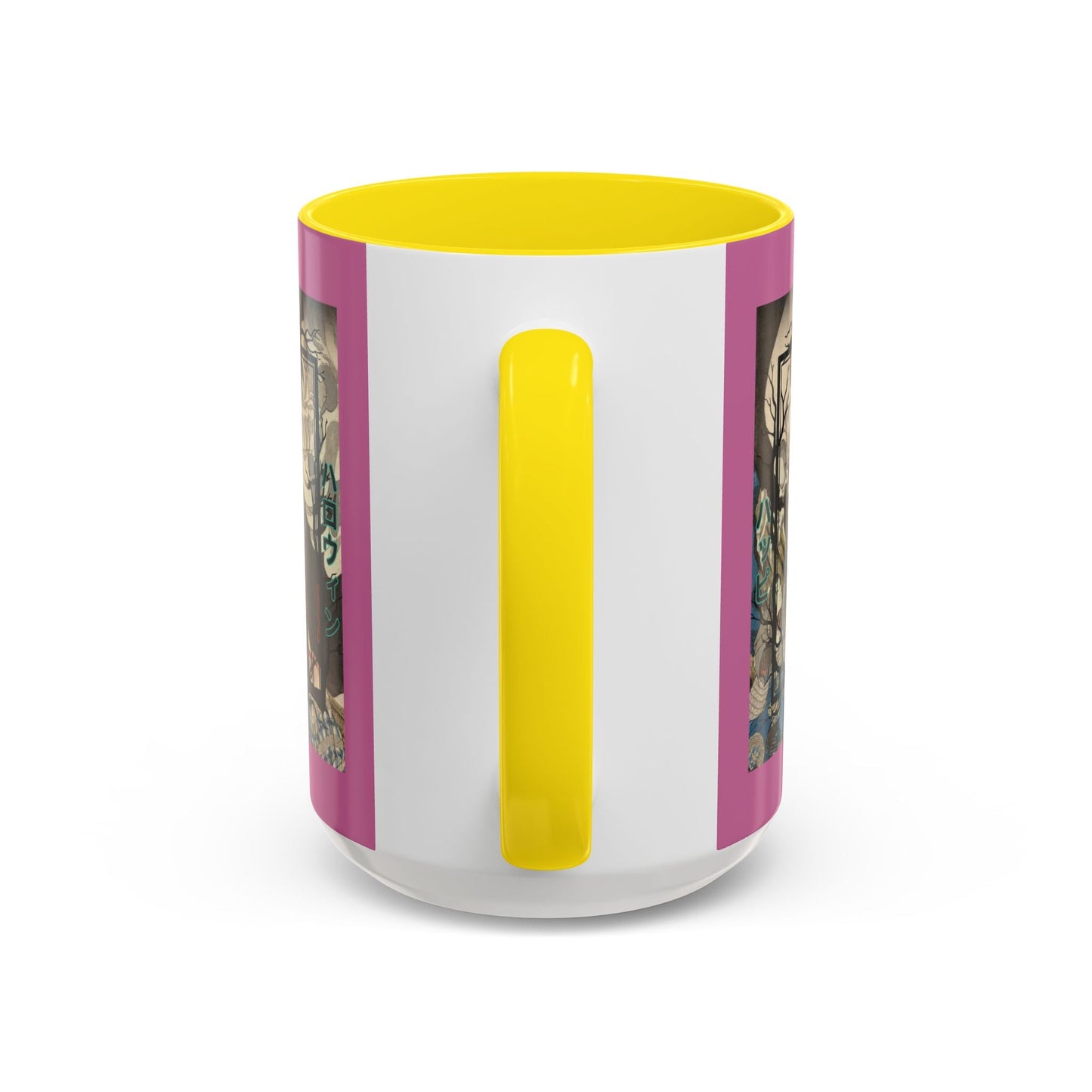 Yōkai Happy Halloween Pink Accent Mug by cypherpunkgear.com – cypherpunkgear.com | Cypherpunk Merch