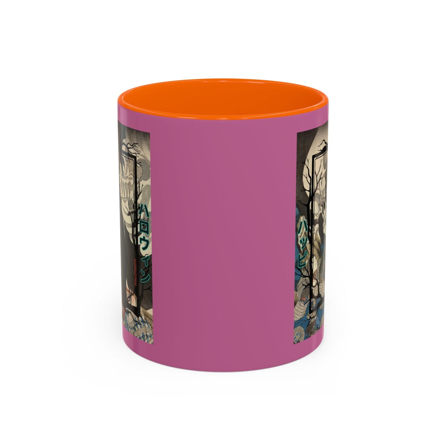 Yōkai Happy Halloween Pink Accent Mug by cypherpunkgear.com – cypherpunkgear.com | Cypherpunk Merch