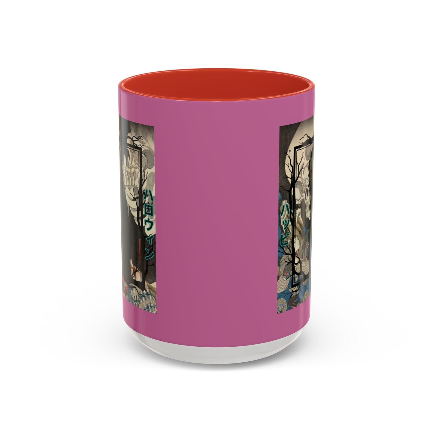 Yōkai Happy Halloween Pink Accent Mug by cypherpunkgear.com – cypherpunkgear.com | Cypherpunk Merch