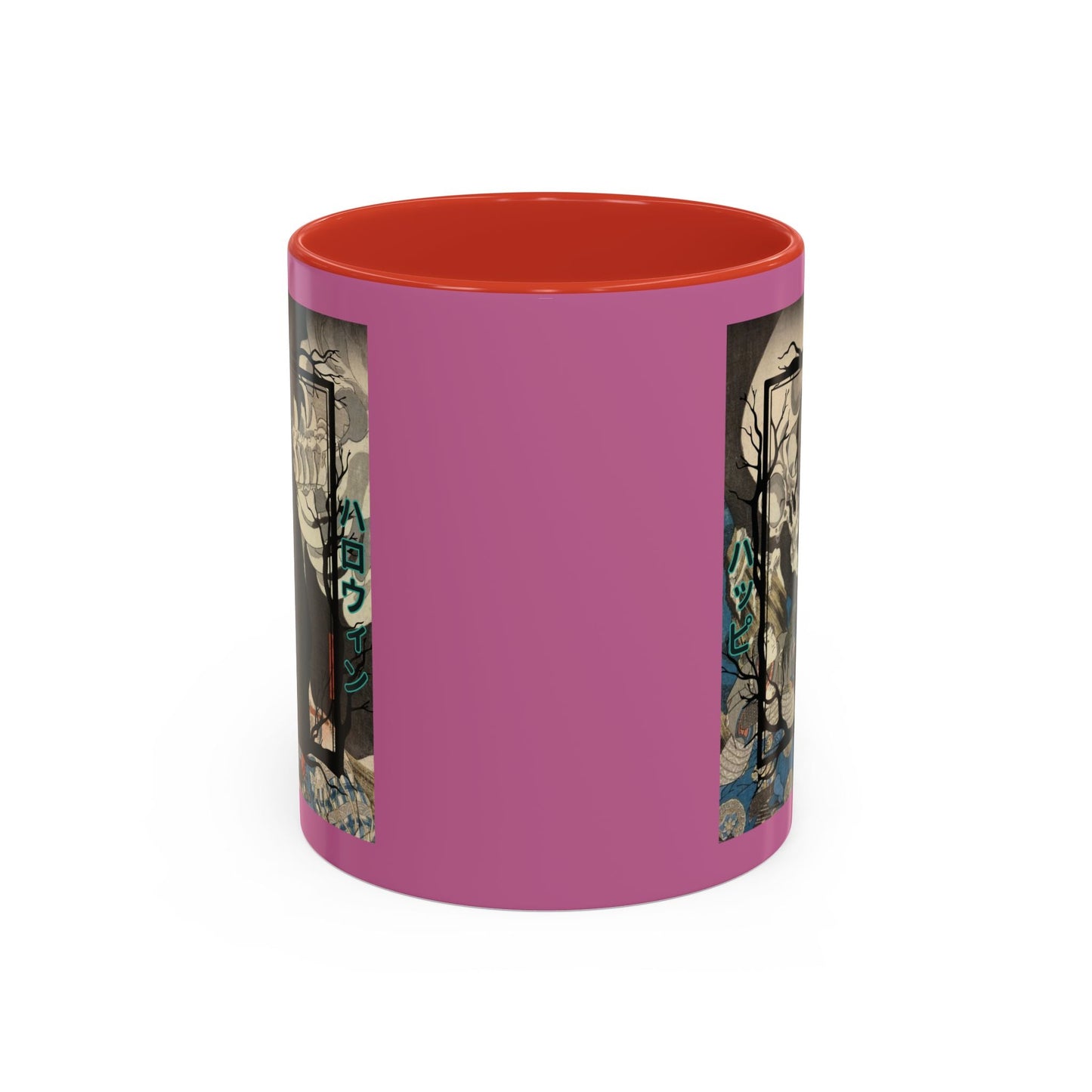 Yōkai Happy Halloween Pink Accent Mug by cypherpunkgear.com – cypherpunkgear.com | Cypherpunk Merch