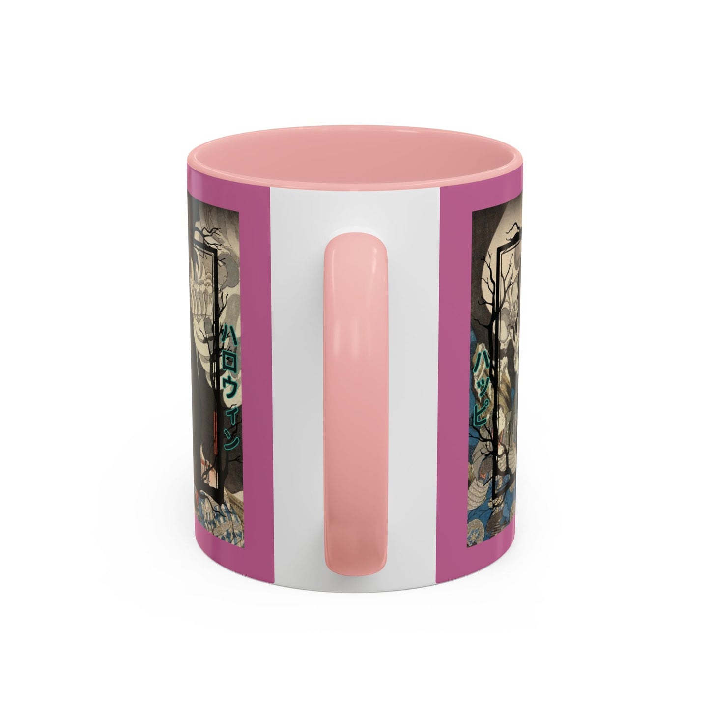 Yōkai Happy Halloween Pink Accent Mug by cypherpunkgear.com – cypherpunkgear.com | Cypherpunk Merch
