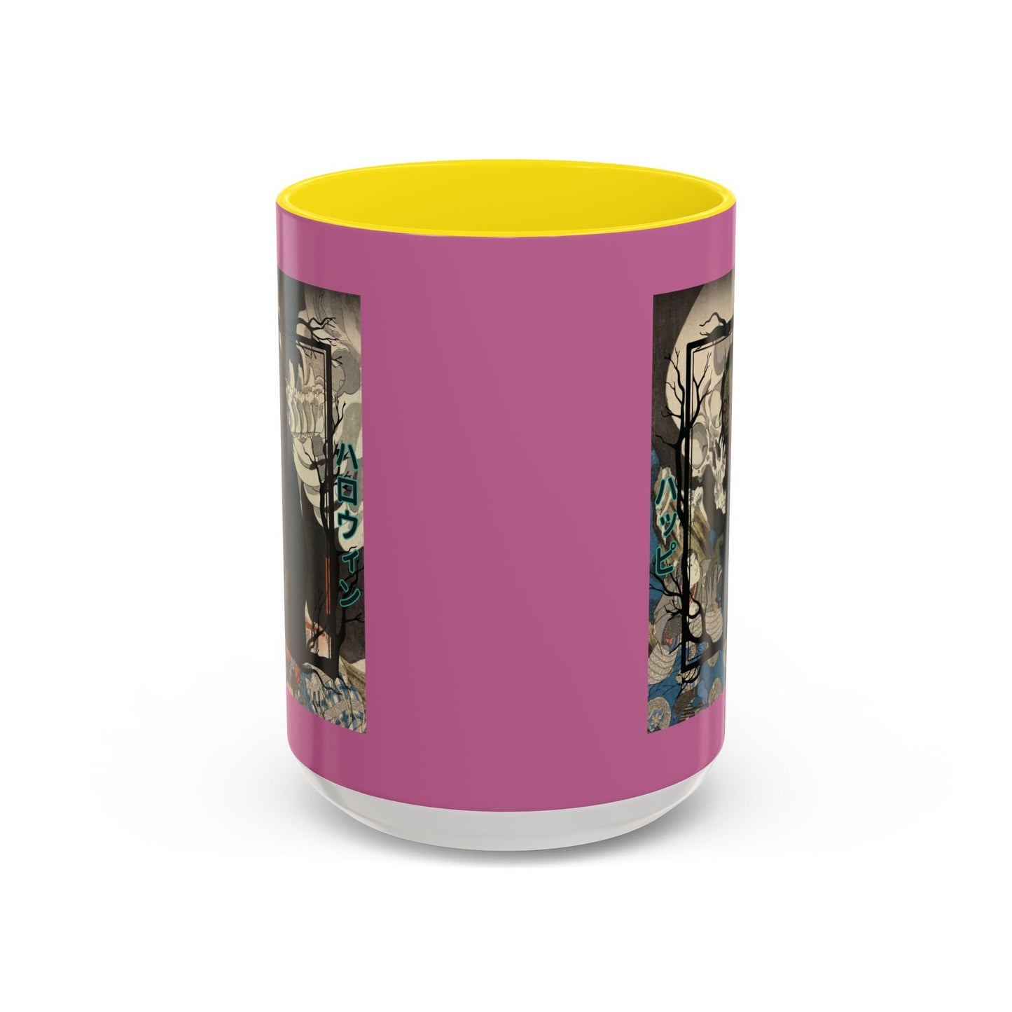 Yōkai Happy Halloween Pink Accent Mug by cypherpunkgear.com – cypherpunkgear.com | Cypherpunk Merch