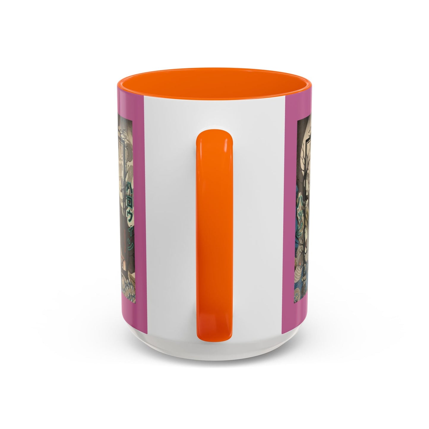 Yōkai Happy Halloween Pink Accent Mug by cypherpunkgear.com – cypherpunkgear.com | Cypherpunk Merch