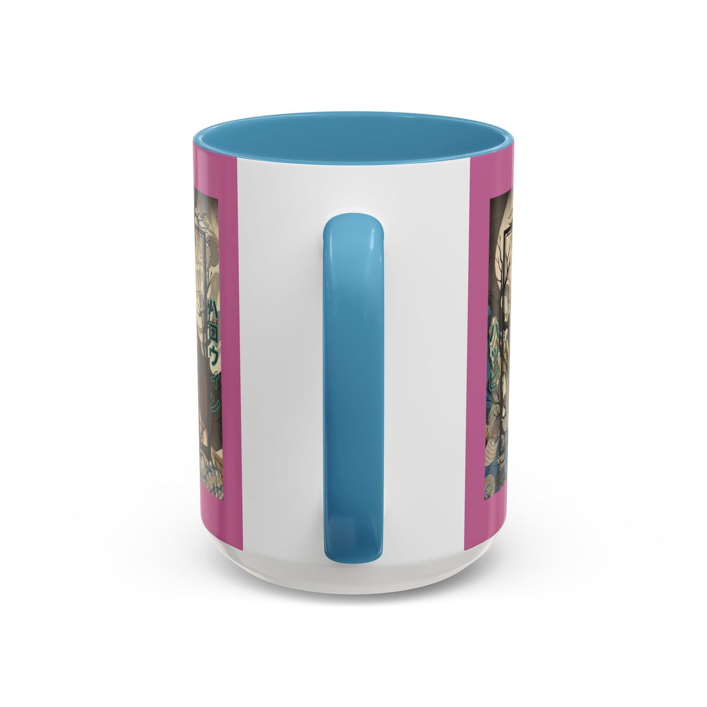 Yōkai Happy Halloween Pink Accent Mug by cypherpunkgear.com – cypherpunkgear.com | Cypherpunk Merch