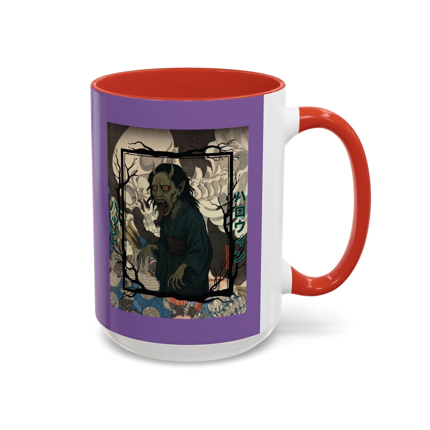 Yōkai Happy Halloween Purple Accent Mug by cypherpunkgear.com – cypherpunkgear.com | Cypherpunk Merch