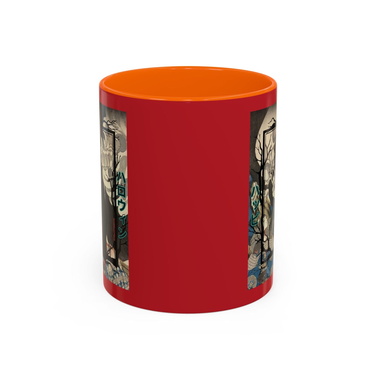 Yōkai Happy Halloween Red Accent Mug by cypherpunkgear.com – cypherpunkgear.com | Cypherpunk Merch