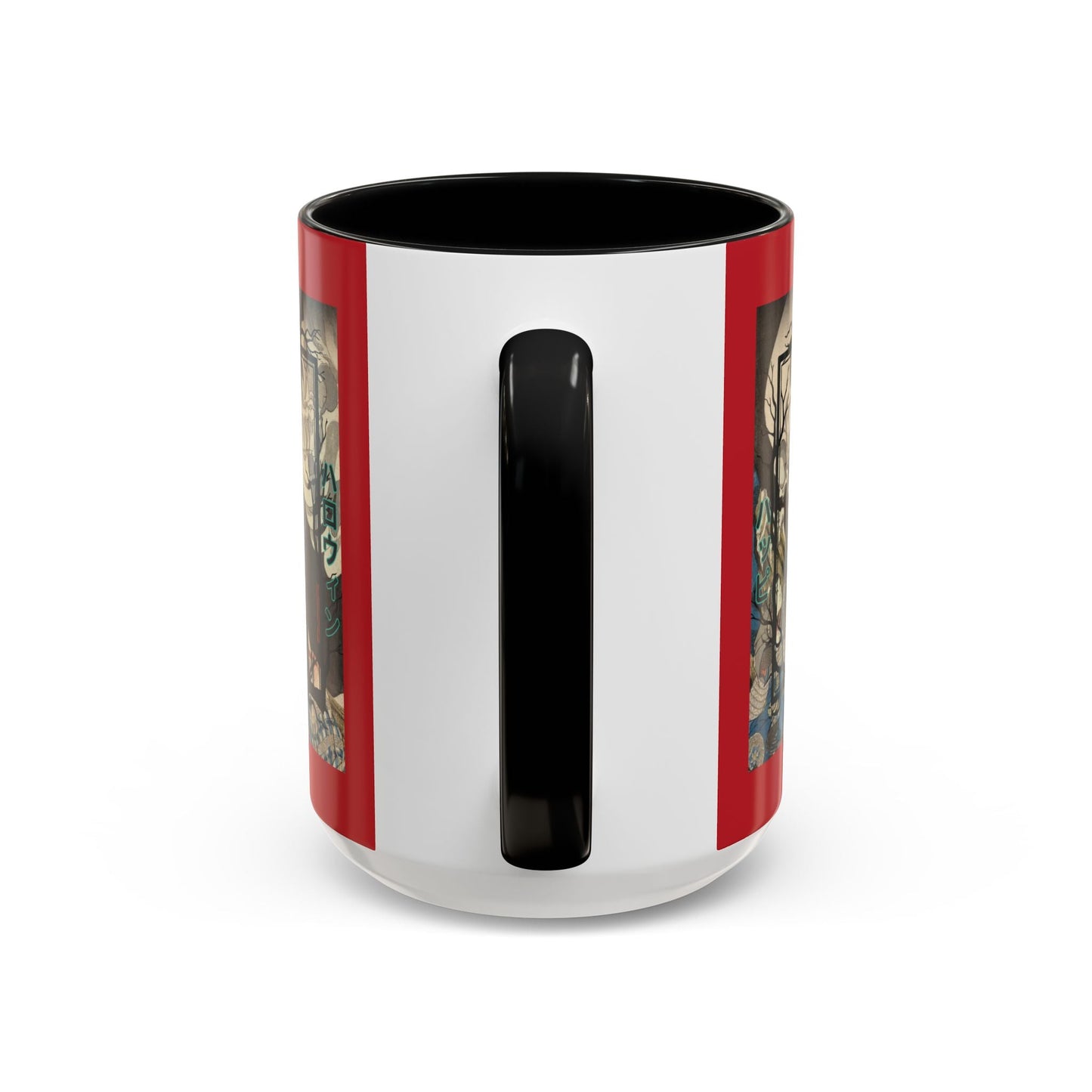 Yōkai Happy Halloween Red Accent Mug by cypherpunkgear.com – cypherpunkgear.com | Cypherpunk Merch