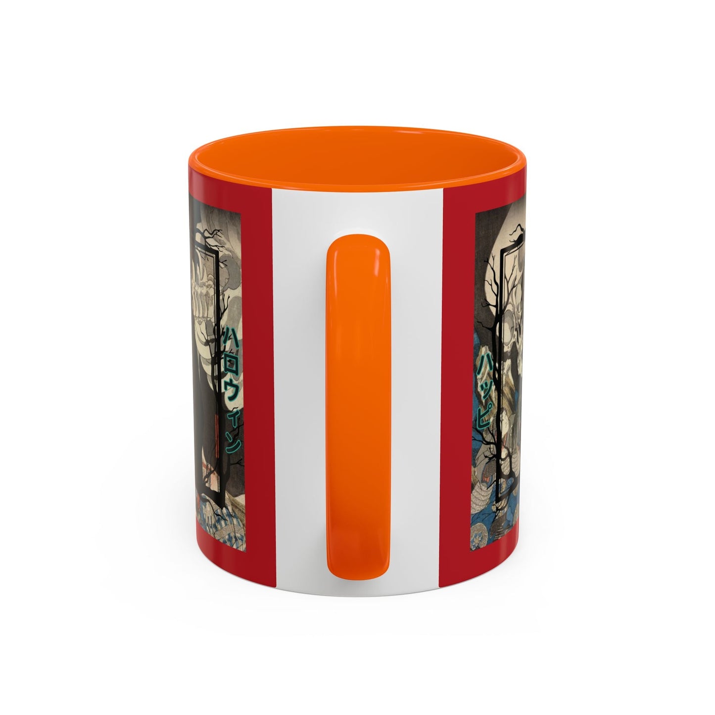 Yōkai Happy Halloween Red Accent Mug by cypherpunkgear.com – cypherpunkgear.com | Cypherpunk Merch