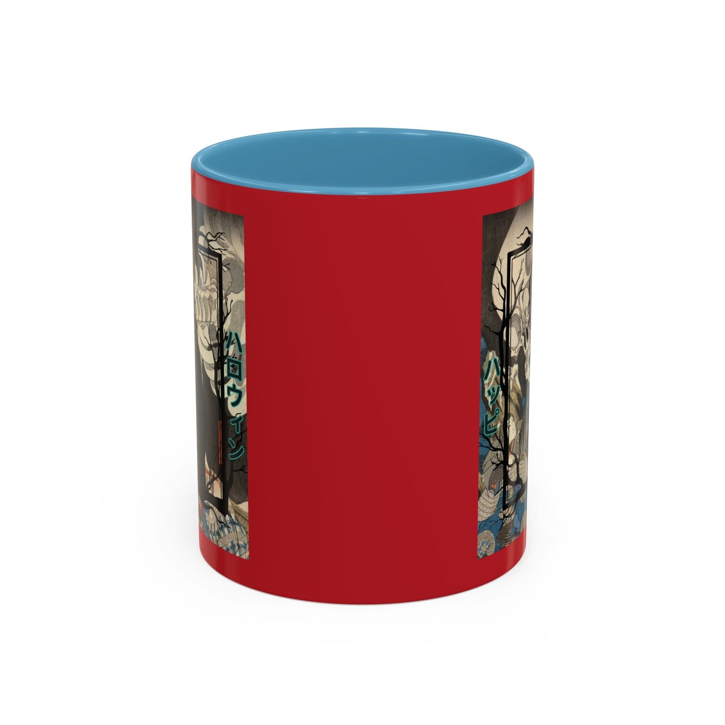 Yōkai Happy Halloween Red Accent Mug by cypherpunkgear.com – cypherpunkgear.com | Cypherpunk Merch