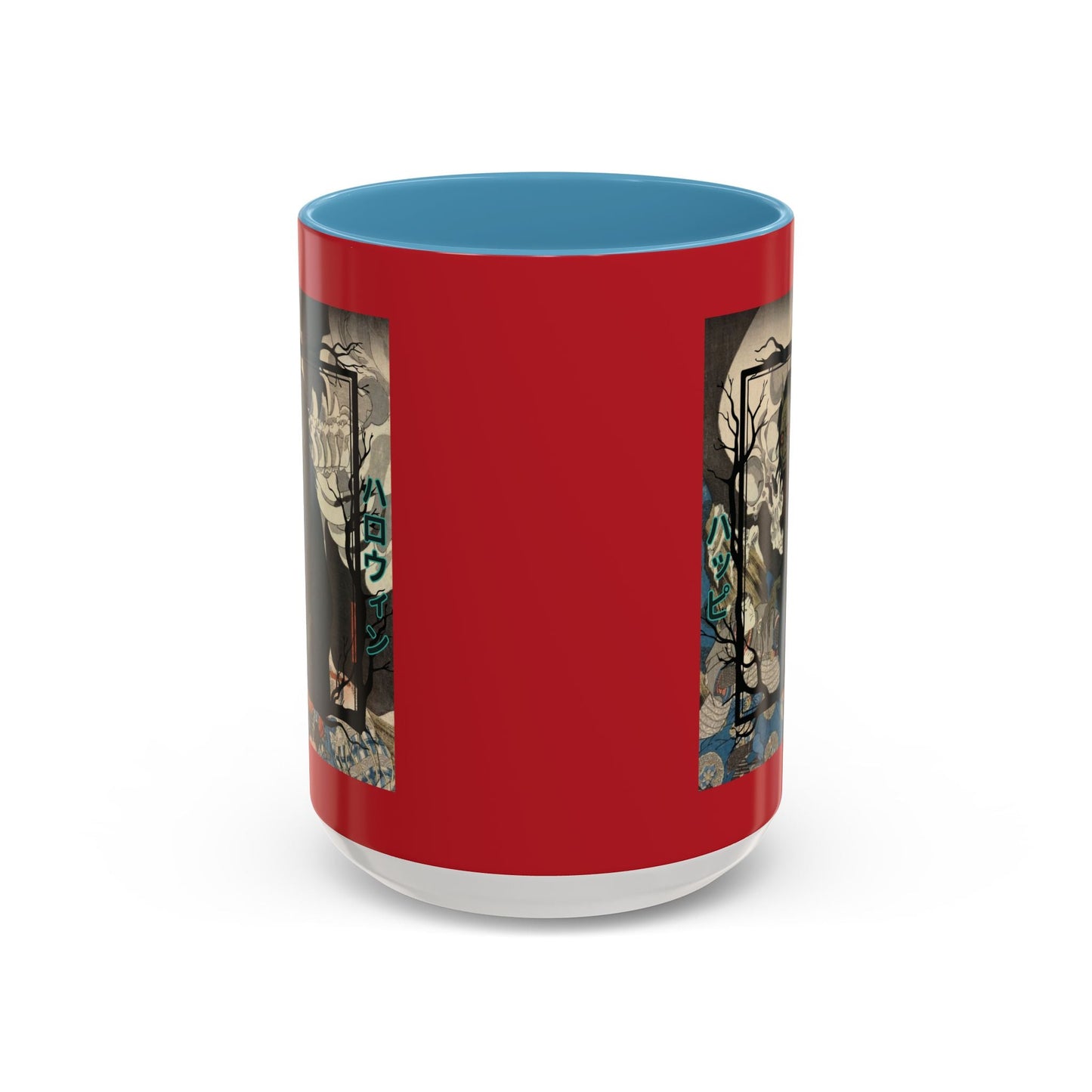 Yōkai Happy Halloween Red Accent Mug by cypherpunkgear.com – cypherpunkgear.com | Cypherpunk Merch