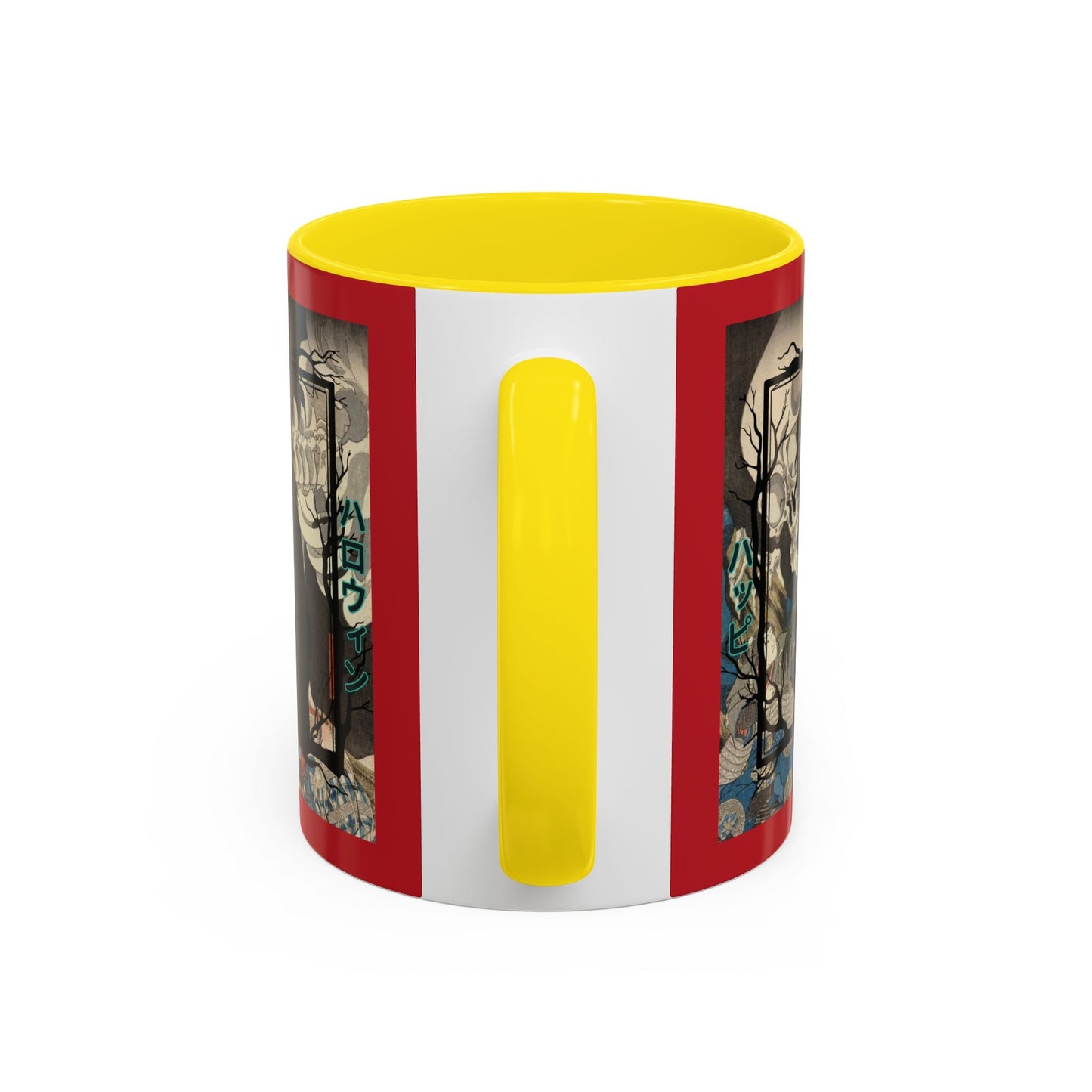 Yōkai Happy Halloween Red Accent Mug by cypherpunkgear.com – cypherpunkgear.com | Cypherpunk Merch