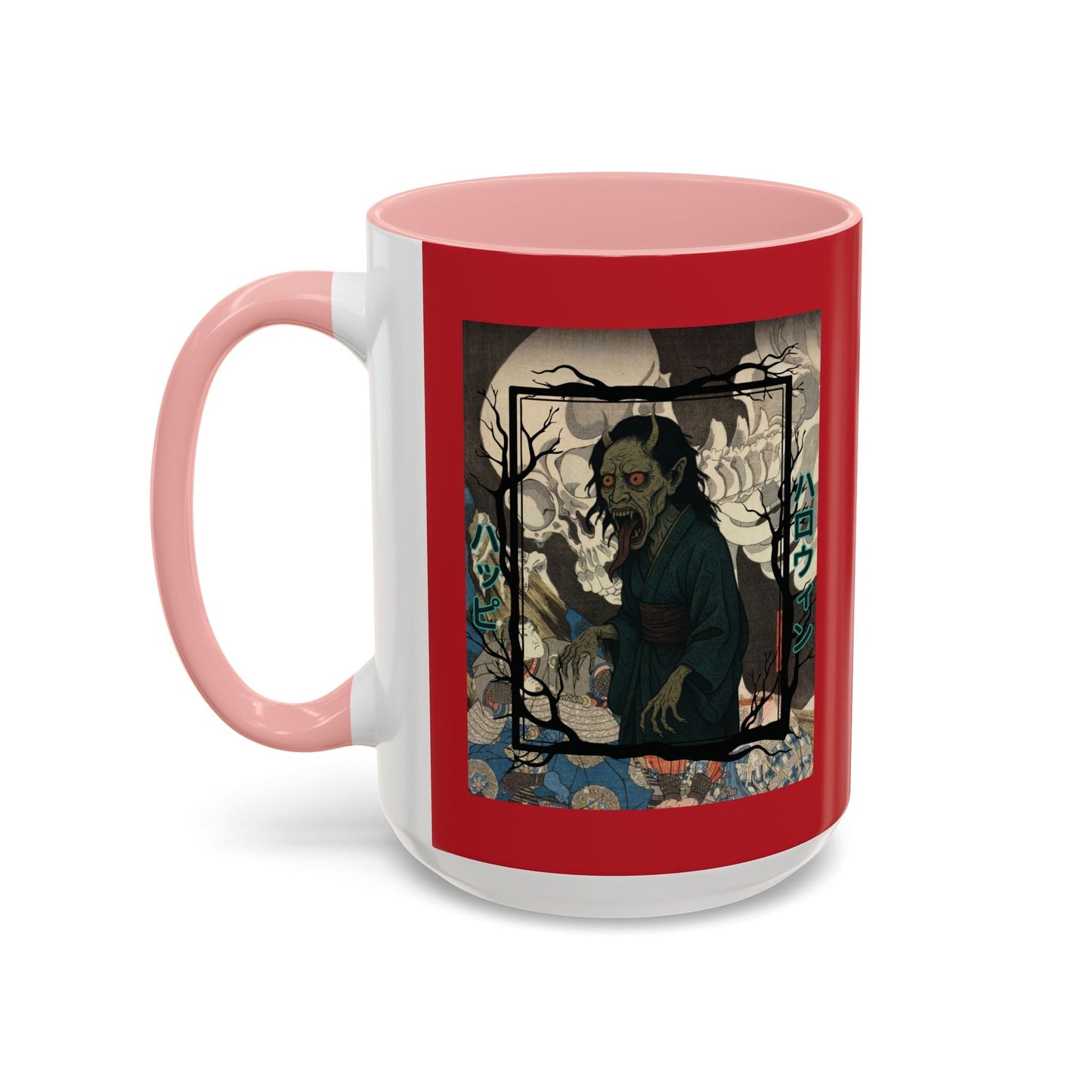Yōkai Happy Halloween Red Accent Mug by cypherpunkgear.com – cypherpunkgear.com | Cypherpunk Merch