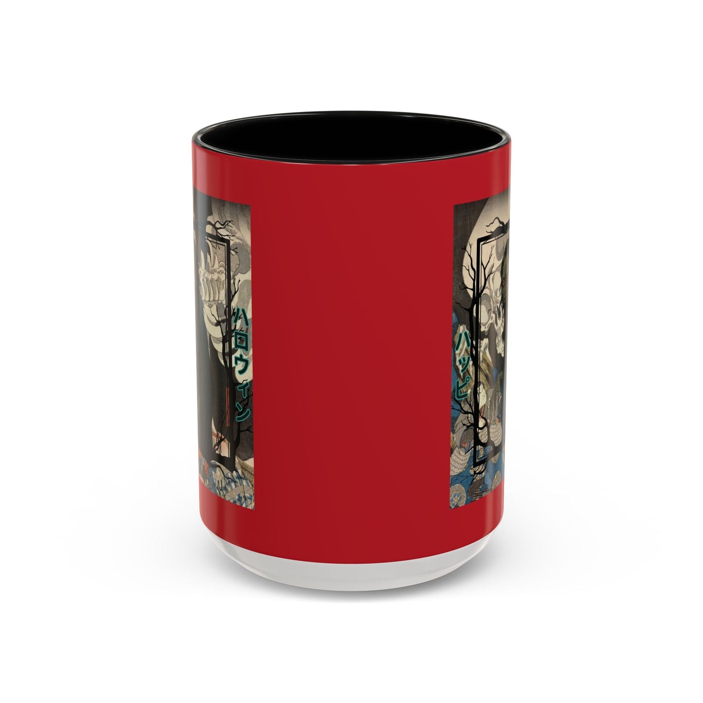 Yōkai Happy Halloween Red Accent Mug by cypherpunkgear.com – cypherpunkgear.com | Cypherpunk Merch