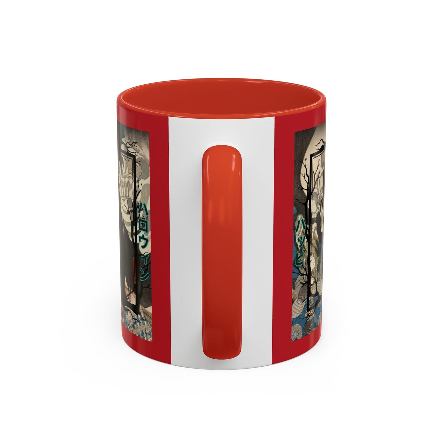 Yōkai Happy Halloween Red Accent Mug by cypherpunkgear.com – cypherpunkgear.com | Cypherpunk Merch