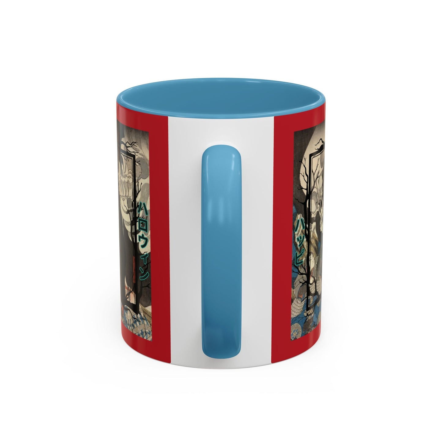 Yōkai Happy Halloween Red Accent Mug by cypherpunkgear.com – cypherpunkgear.com | Cypherpunk Merch