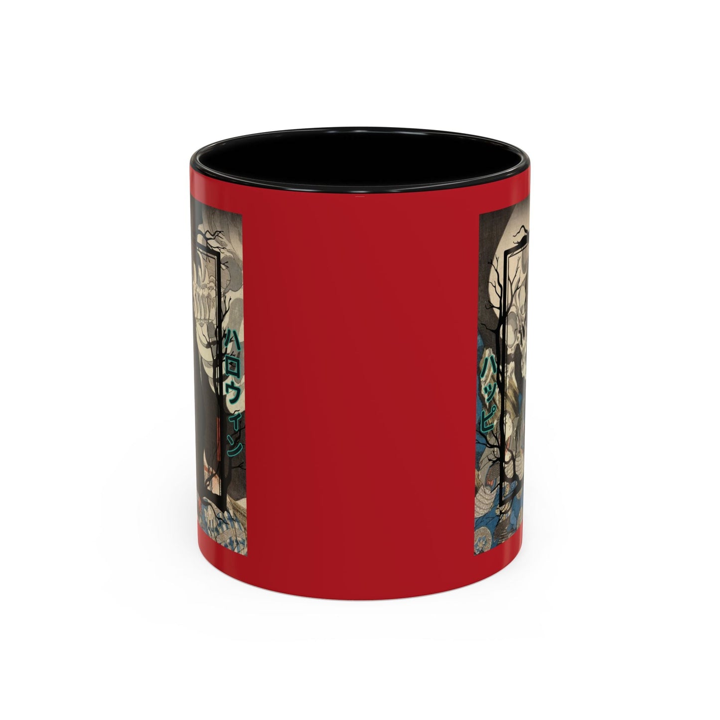 Yōkai Happy Halloween Red Accent Mug by cypherpunkgear.com – cypherpunkgear.com | Cypherpunk Merch