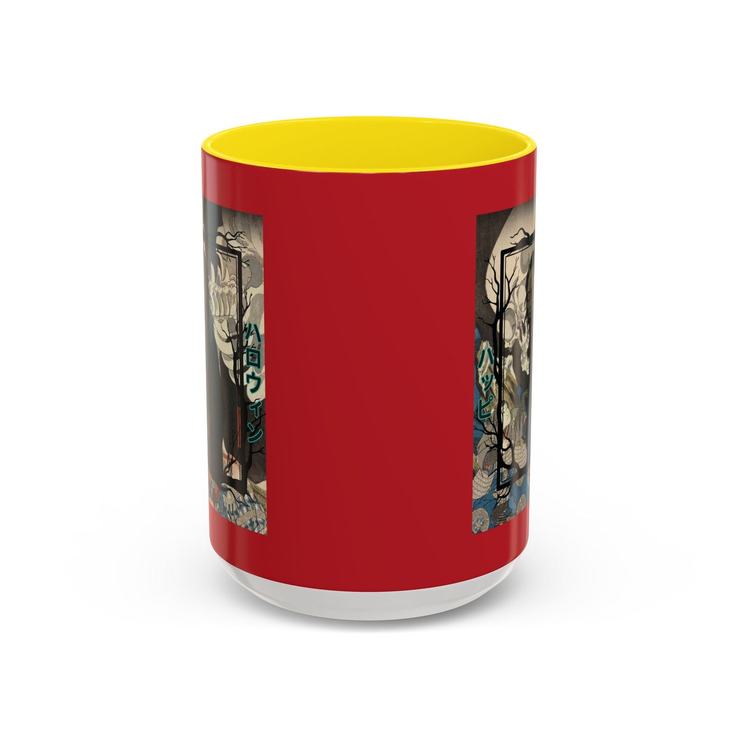 Yōkai Happy Halloween Red Accent Mug by cypherpunkgear.com – cypherpunkgear.com | Cypherpunk Merch