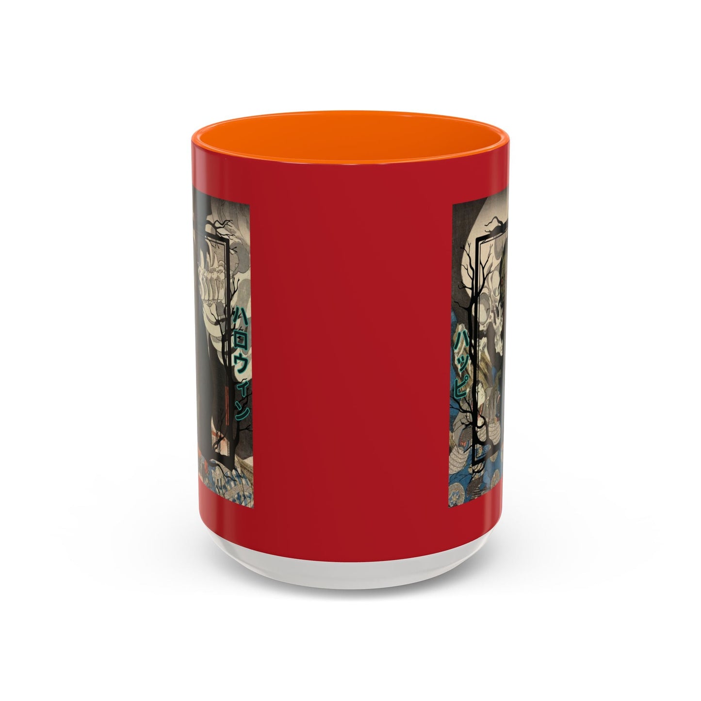 Yōkai Happy Halloween Red Accent Mug by cypherpunkgear.com – cypherpunkgear.com | Cypherpunk Merch