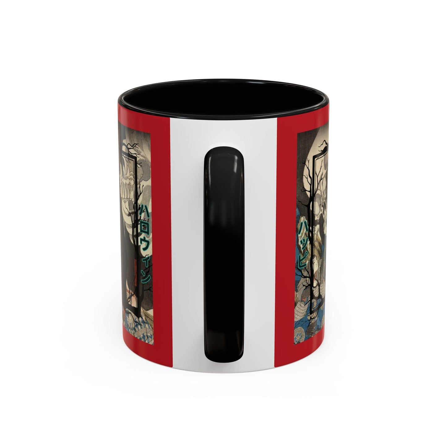 Yōkai Happy Halloween Red Accent Mug by cypherpunkgear.com – cypherpunkgear.com | Cypherpunk Merch