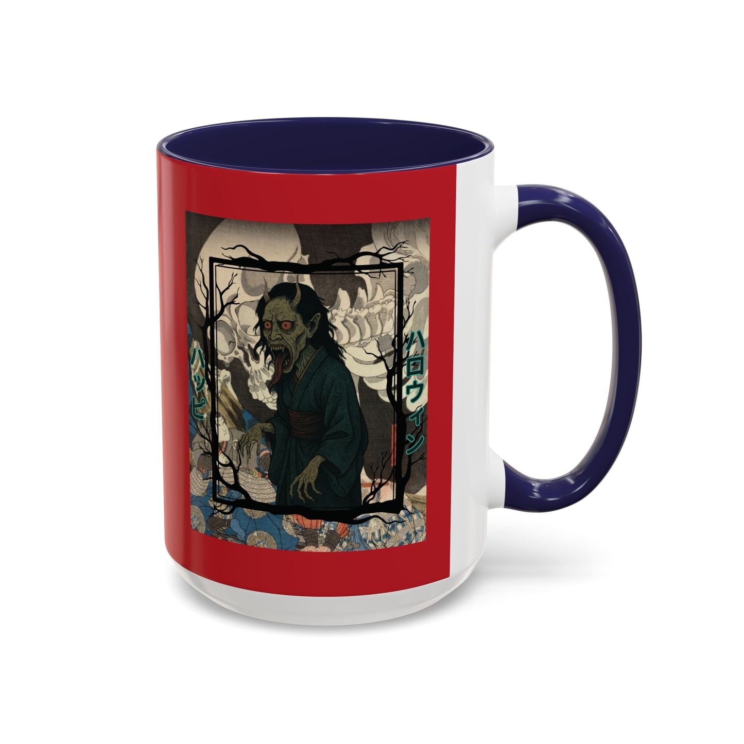 Yōkai Happy Halloween Red Accent Mug by cypherpunkgear.com – cypherpunkgear.com | Cypherpunk Merch