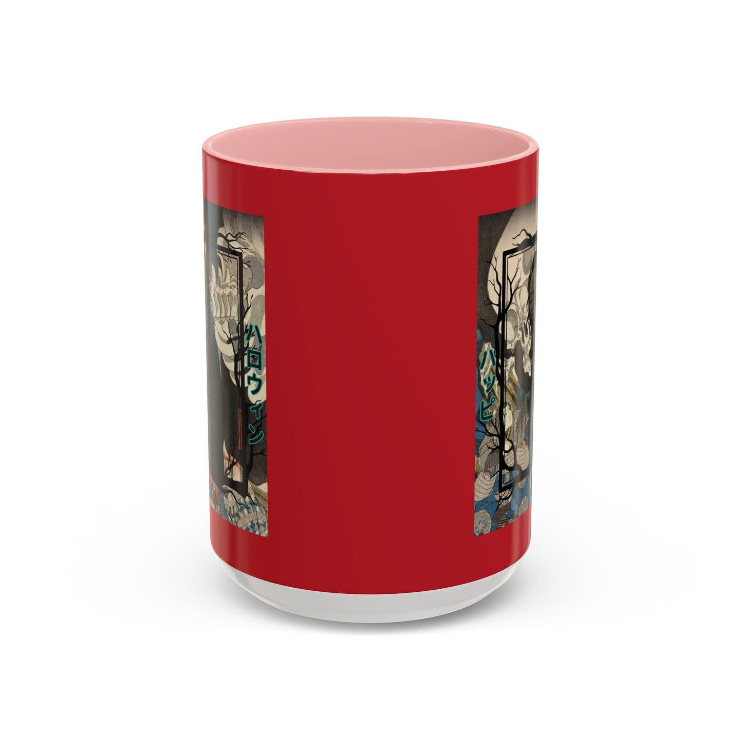 Yōkai Happy Halloween Red Accent Mug by cypherpunkgear.com – cypherpunkgear.com | Cypherpunk Merch
