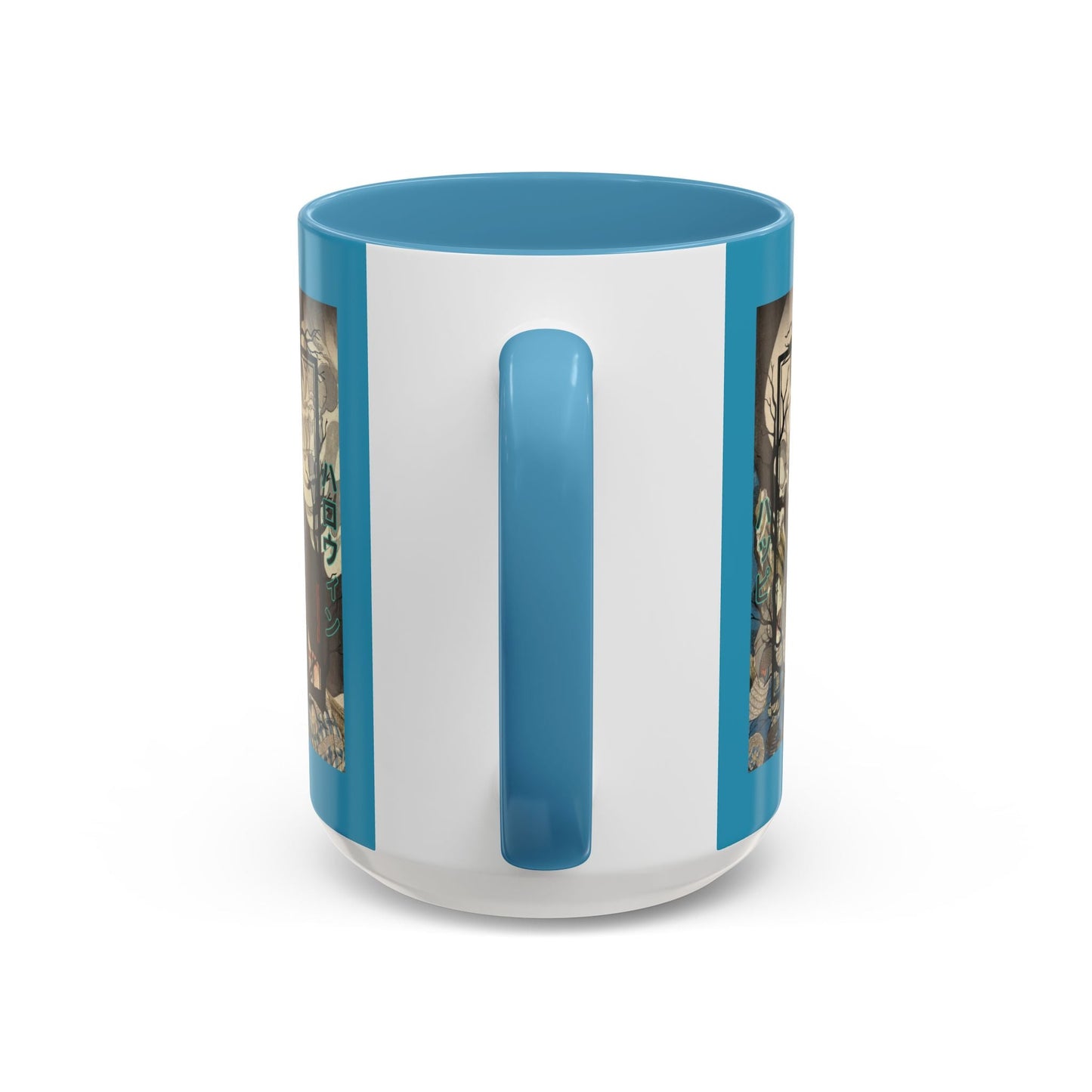 Yōkai Happy Halloween Turquoise Accent Mug by cypherpunkgear.com – cypherpunkgear.com | Cypherpunk Merch