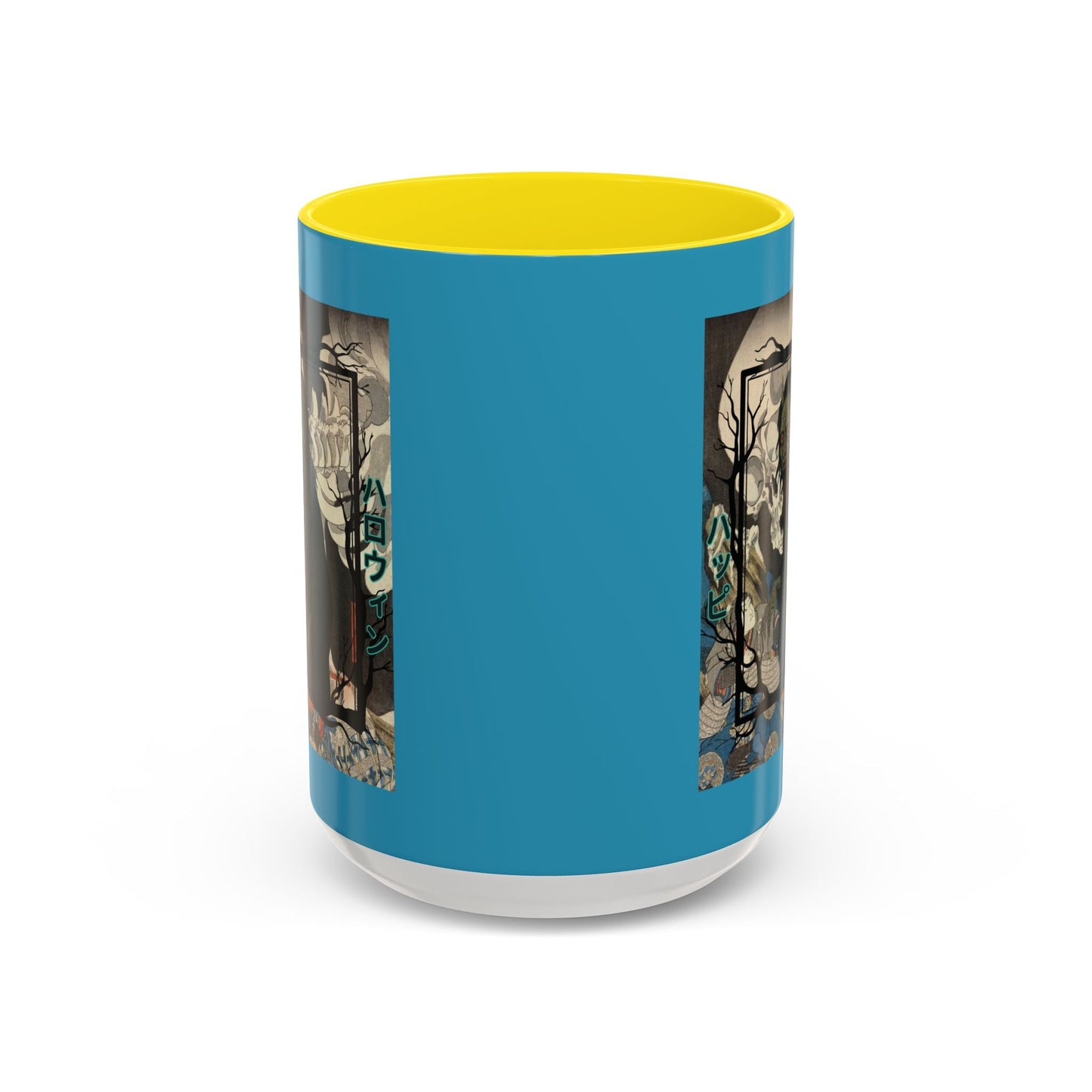 Yōkai Happy Halloween Turquoise Accent Mug by cypherpunkgear.com – cypherpunkgear.com | Cypherpunk Merch