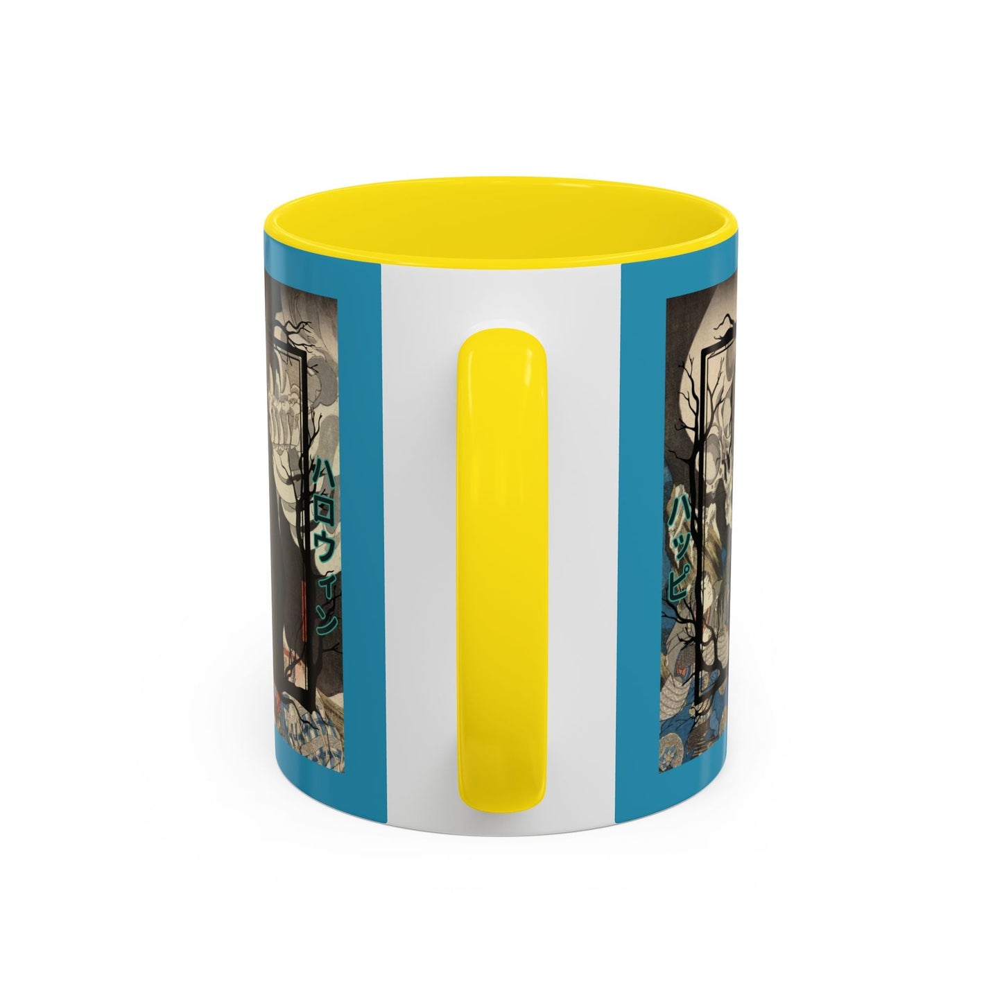 Yōkai Happy Halloween Turquoise Accent Mug by cypherpunkgear.com – cypherpunkgear.com | Cypherpunk Merch