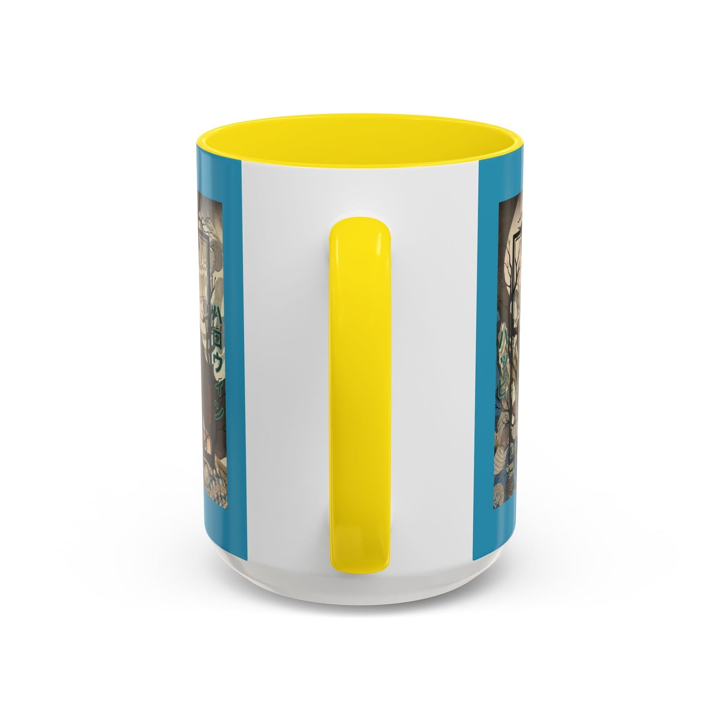 Yōkai Happy Halloween Turquoise Accent Mug by cypherpunkgear.com – cypherpunkgear.com | Cypherpunk Merch