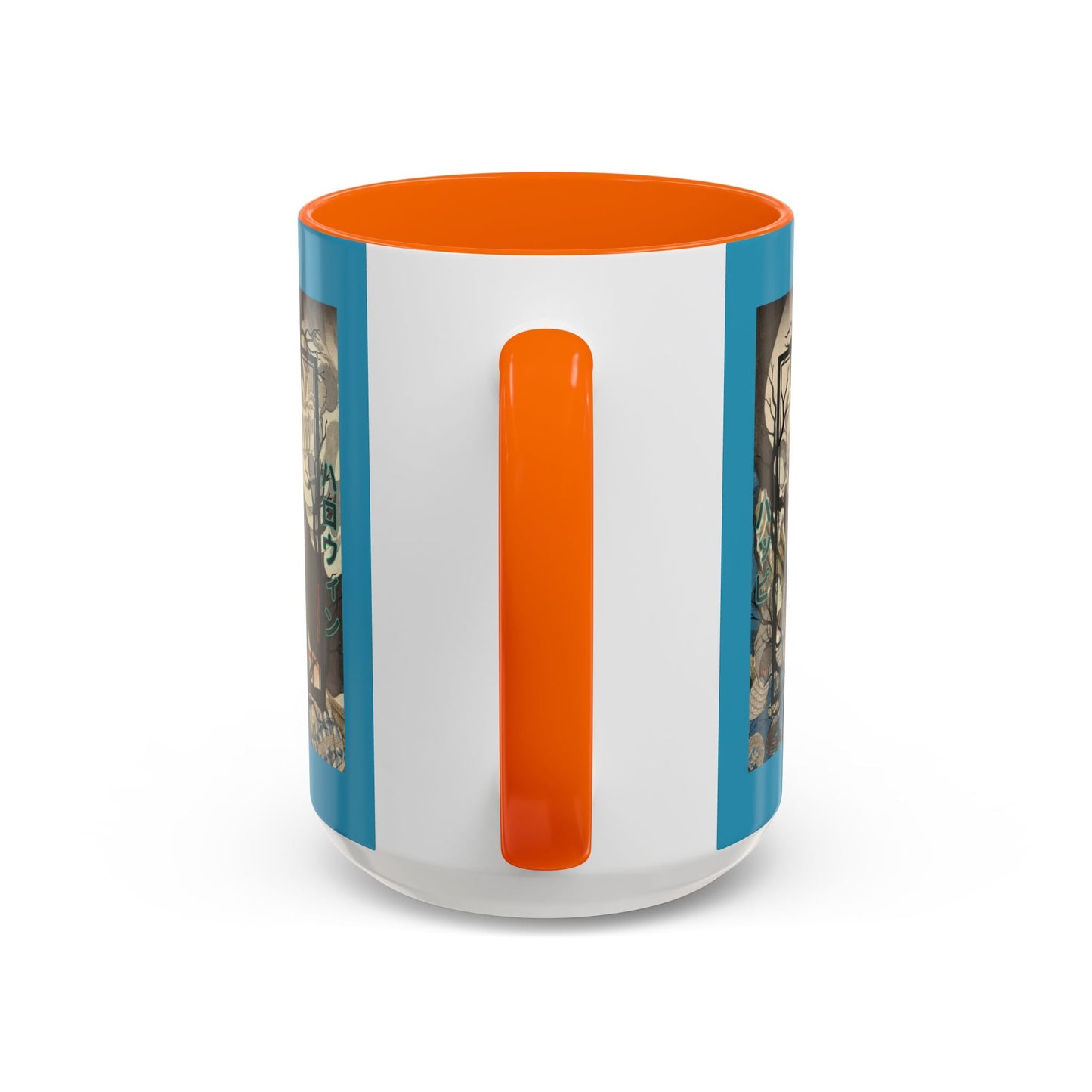 Yōkai Happy Halloween Turquoise Accent Mug by cypherpunkgear.com – cypherpunkgear.com | Cypherpunk Merch