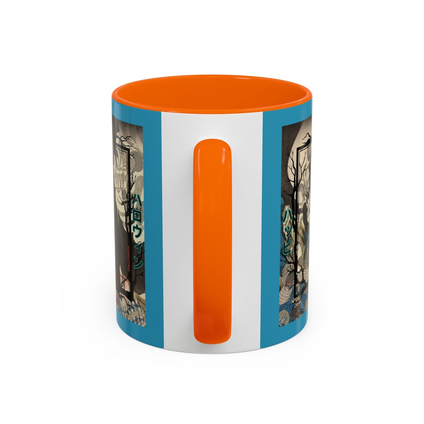 Yōkai Happy Halloween Turquoise Accent Mug by cypherpunkgear.com – cypherpunkgear.com | Cypherpunk Merch
